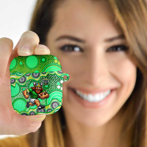 Canberra Raiders AirPods Case Aboriginal Dot Pattern - Rugby Mascot Heritage Pride