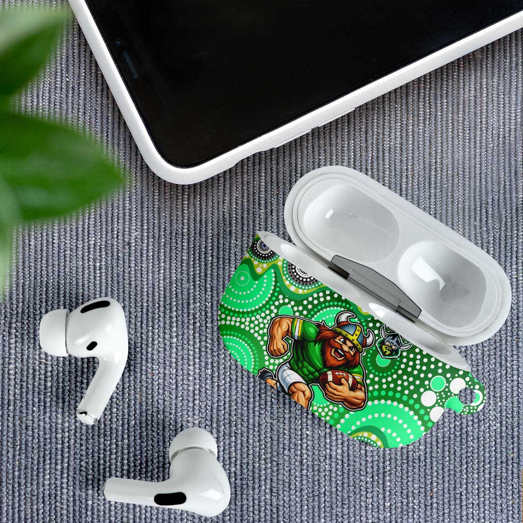 Canberra Raiders AirPods Case Aboriginal Dot Pattern - Rugby Mascot Heritage Pride