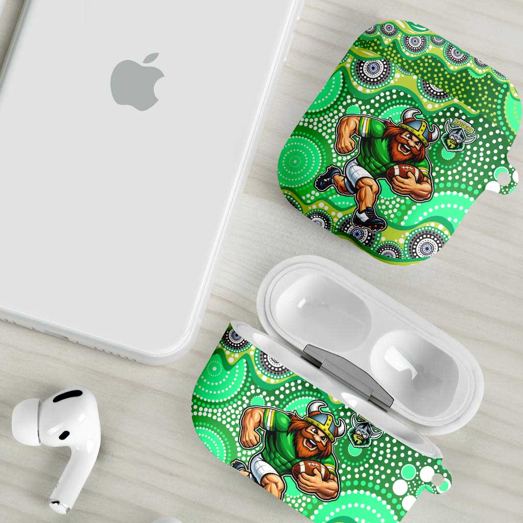 Canberra Raiders AirPods Case Aboriginal Dot Pattern - Rugby Mascot Heritage Pride