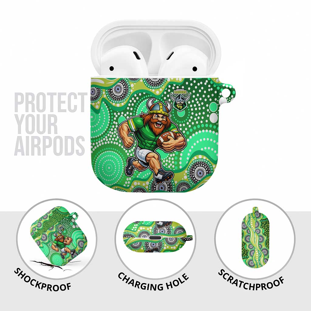 Canberra Raiders AirPods Case Aboriginal Dot Pattern - Rugby Mascot Heritage Pride