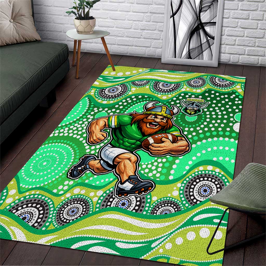 Canberra Raiders Area Rug Aboriginal Dot Pattern - Rugby Mascot Heritage Pride