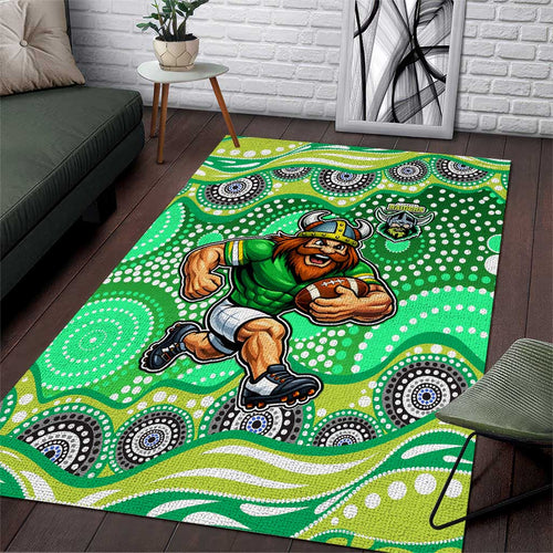 Canberra Raiders Area Rug Aboriginal Dot Pattern - Rugby Mascot Heritage Pride