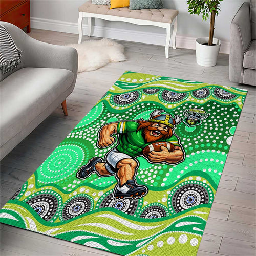 Canberra Raiders Area Rug Aboriginal Dot Pattern - Rugby Mascot Heritage Pride