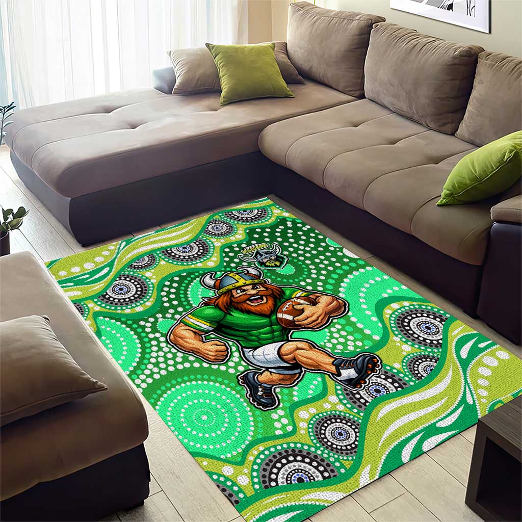 Canberra Raiders Area Rug Aboriginal Dot Pattern - Rugby Mascot Heritage Pride