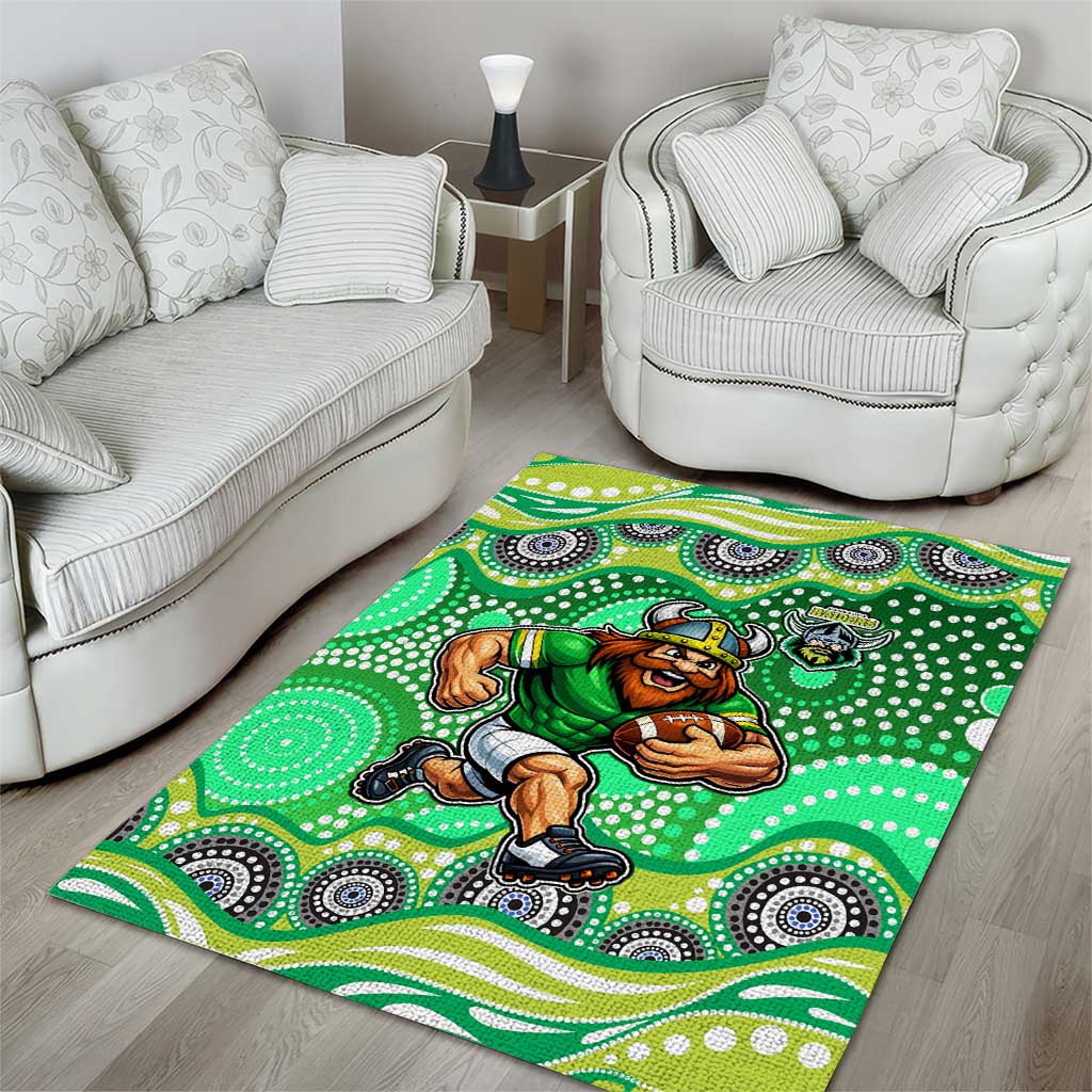 Canberra Raiders Area Rug Aboriginal Dot Pattern - Rugby Mascot Heritage Pride