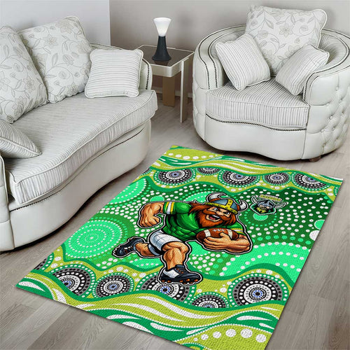 Canberra Raiders Area Rug Aboriginal Dot Pattern - Rugby Mascot Heritage Pride
