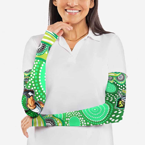 Canberra Raiders Arm Sleeves Aboriginal Dot Pattern - Rugby Mascot Heritage Pride