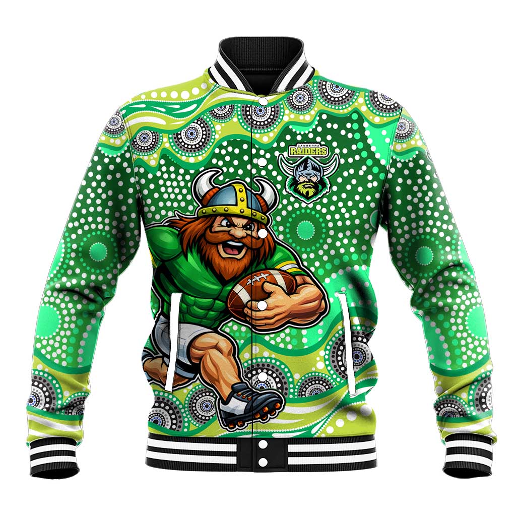 Canberra Raiders Baseball Jacket Aboriginal Dot Pattern - Rugby Mascot Heritage Pride