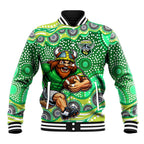 Canberra Raiders Baseball Jacket Aboriginal Dot Pattern - Rugby Mascot Heritage Pride