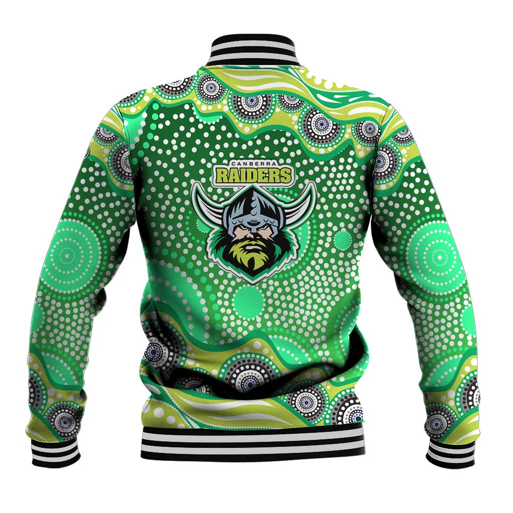 Canberra Raiders Baseball Jacket Aboriginal Dot Pattern - Rugby Mascot Heritage Pride