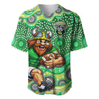 Canberra Raiders Baseball Jersey Aboriginal Dot Pattern - Rugby Mascot Heritage Pride