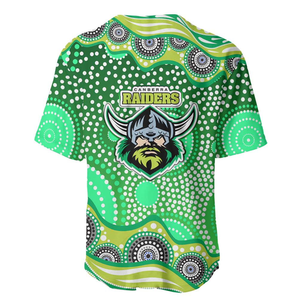Canberra Raiders Baseball Jersey Aboriginal Dot Pattern - Rugby Mascot Heritage Pride