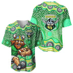 Canberra Raiders Baseball Jersey Aboriginal Dot Pattern - Rugby Mascot Heritage Pride