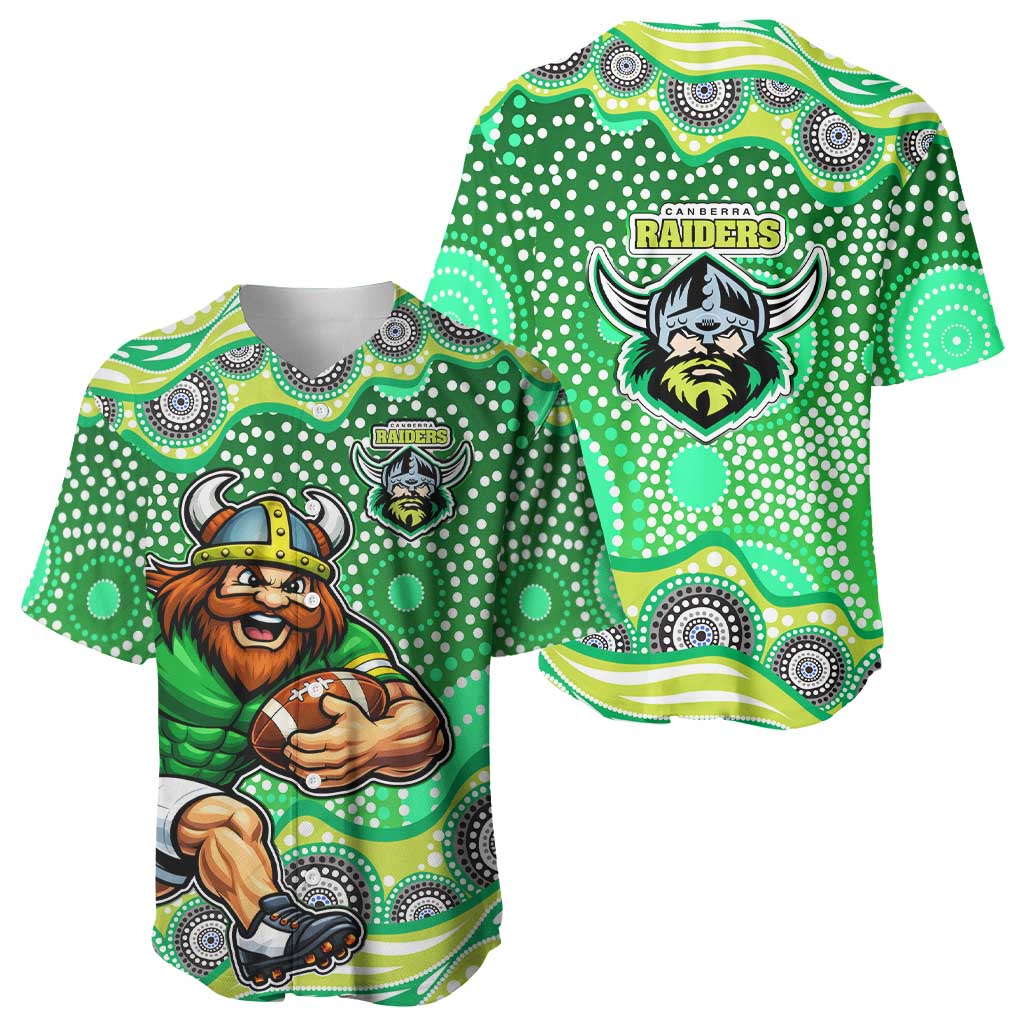 Canberra Raiders Baseball Jersey Aboriginal Dot Pattern - Rugby Mascot Heritage Pride