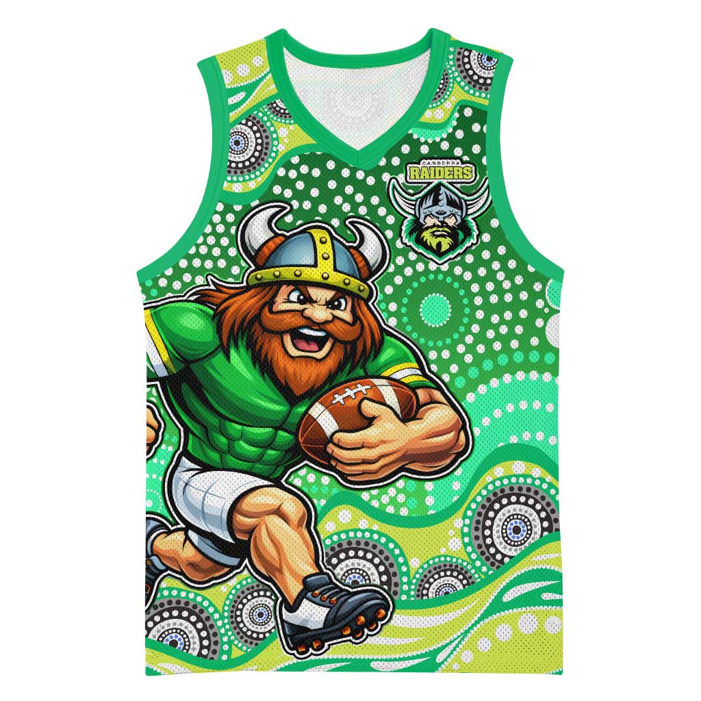 Canberra Raiders Basketball Jersey Aboriginal Dot Pattern - Rugby Mascot Heritage Pride