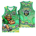 Canberra Raiders Basketball Jersey Aboriginal Dot Pattern - Rugby Mascot Heritage Pride