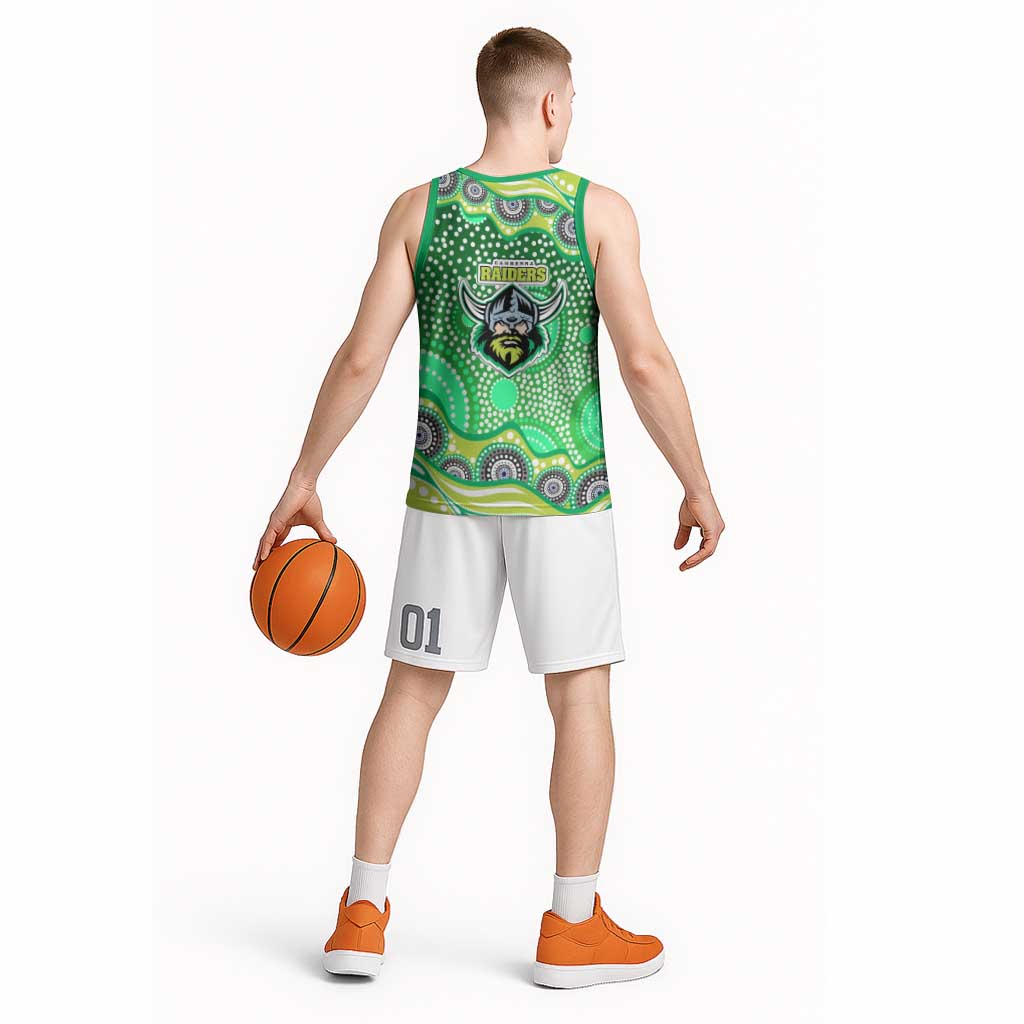 Canberra Raiders Basketball Jersey Aboriginal Dot Pattern - Rugby Mascot Heritage Pride