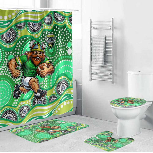 Canberra Raiders Bathroom Set Aboriginal Dot Pattern - Rugby Mascot Heritage Pride