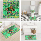 Canberra Raiders Bathroom Set Aboriginal Dot Pattern - Rugby Mascot Heritage Pride