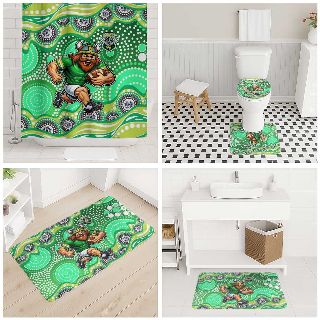 Canberra Raiders Bathroom Set Aboriginal Dot Pattern - Rugby Mascot Heritage Pride