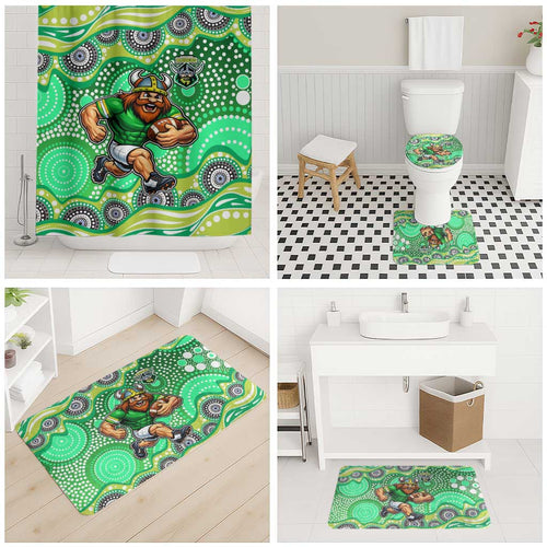 Canberra Raiders Bathroom Set Aboriginal Dot Pattern - Rugby Mascot Heritage Pride