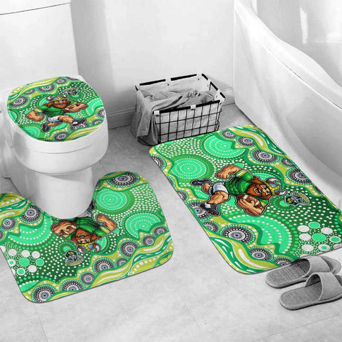 Canberra Raiders Bathroom Set Aboriginal Dot Pattern - Rugby Mascot Heritage Pride