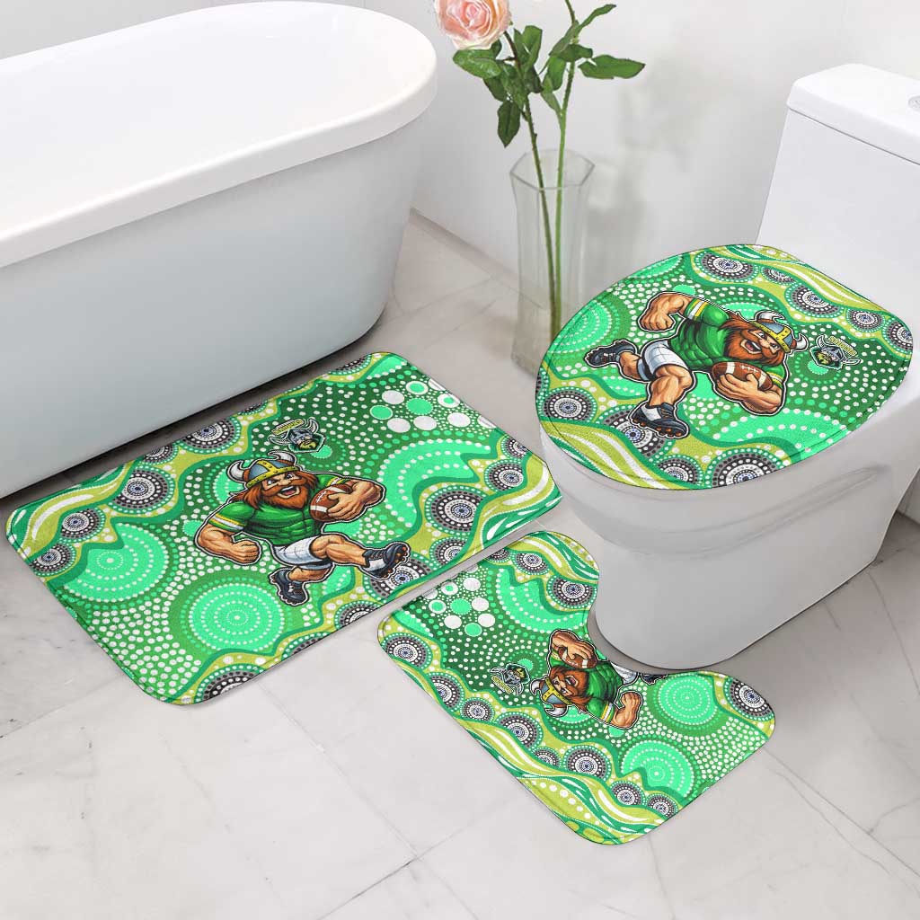 Canberra Raiders Bathroom Set Aboriginal Dot Pattern - Rugby Mascot Heritage Pride
