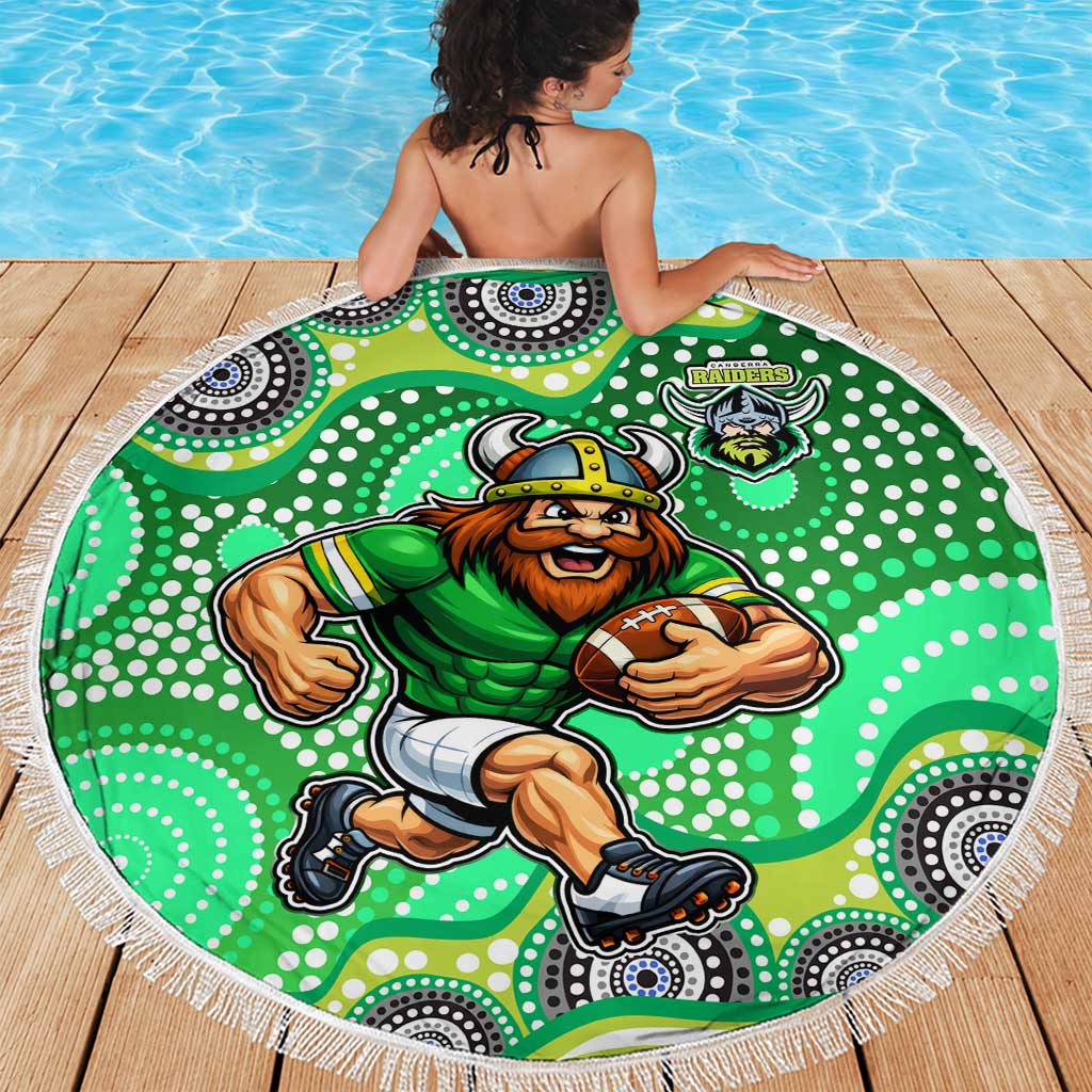Canberra Raiders Beach Blanket Aboriginal Dot Pattern - Rugby Mascot Heritage Pride