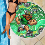 Canberra Raiders Beach Blanket Aboriginal Dot Pattern - Rugby Mascot Heritage Pride