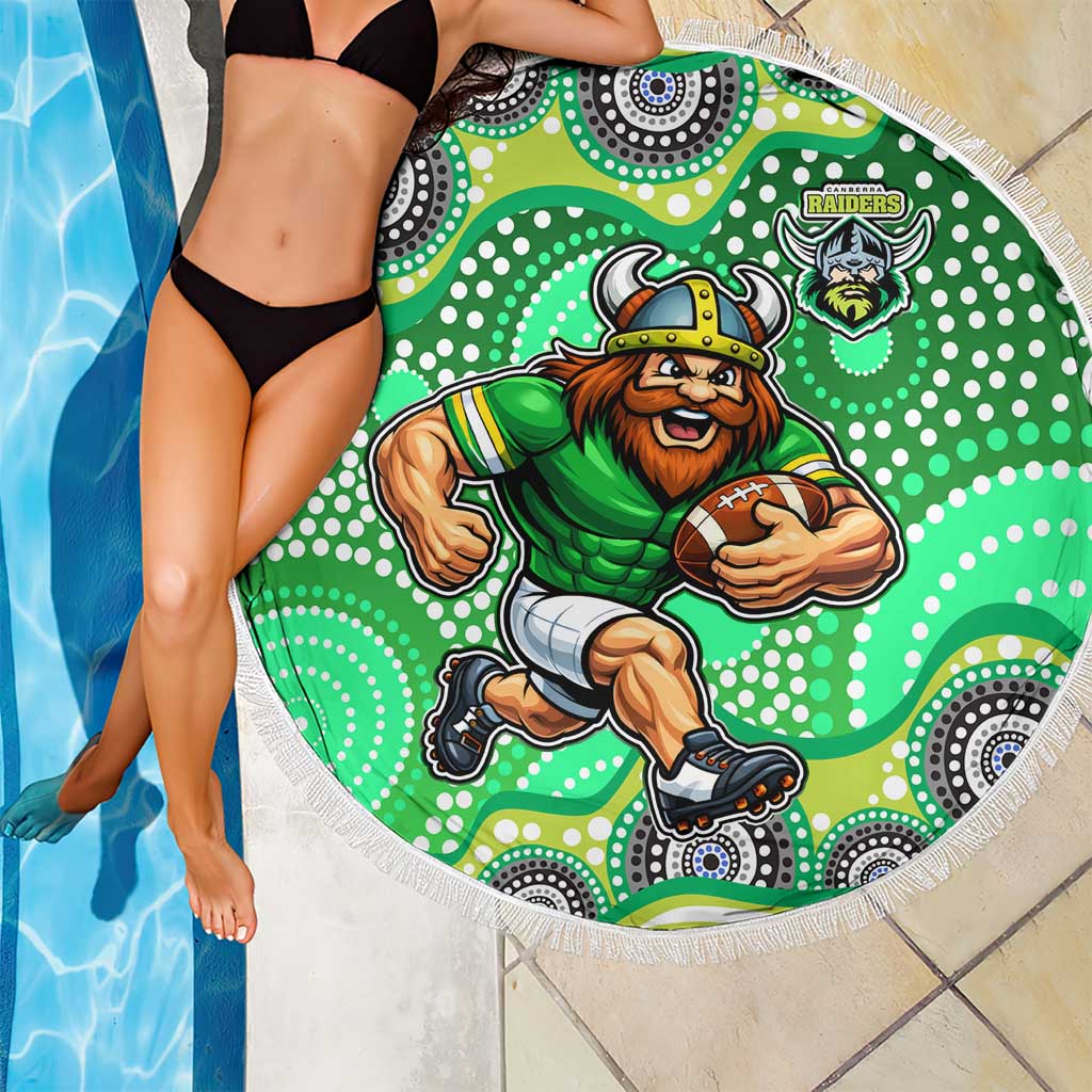 Canberra Raiders Beach Blanket Aboriginal Dot Pattern - Rugby Mascot Heritage Pride