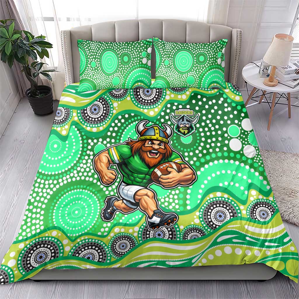 Canberra Raiders Bedding Set Aboriginal Dot Pattern - Rugby Mascot Heritage Pride