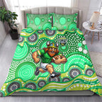 Canberra Raiders Bedding Set Aboriginal Dot Pattern - Rugby Mascot Heritage Pride