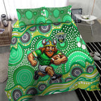Canberra Raiders Bedding Set Aboriginal Dot Pattern - Rugby Mascot Heritage Pride