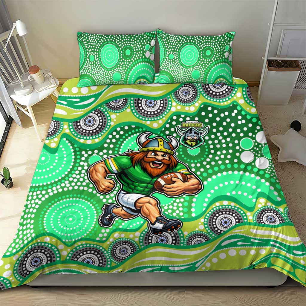 Canberra Raiders Bedding Set Aboriginal Dot Pattern - Rugby Mascot Heritage Pride