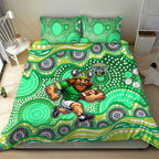 Canberra Raiders Bedding Set Aboriginal Dot Pattern - Rugby Mascot Heritage Pride