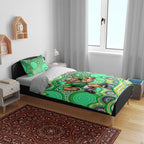 Canberra Raiders Bedding Set Aboriginal Dot Pattern - Rugby Mascot Heritage Pride