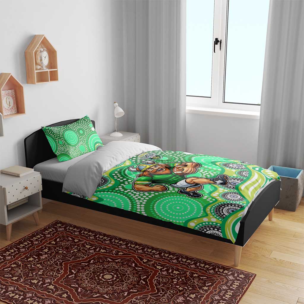 Canberra Raiders Bedding Set Aboriginal Dot Pattern - Rugby Mascot Heritage Pride