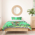 Canberra Raiders Bedding Set Aboriginal Dot Pattern - Rugby Mascot Heritage Pride