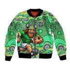 Canberra Raiders Bomber Jacket Aboriginal Dot Pattern - Rugby Mascot Heritage Pride
