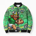 Canberra Raiders Bomber Puffer Jacket Aboriginal Dot Pattern - Rugby Mascot Heritage Pride