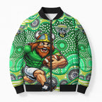 Canberra Raiders Bomber Puffer Jacket Aboriginal Dot Pattern - Rugby Mascot Heritage Pride
