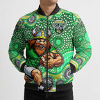 Canberra Raiders Bomber Puffer Jacket Aboriginal Dot Pattern - Rugby Mascot Heritage Pride