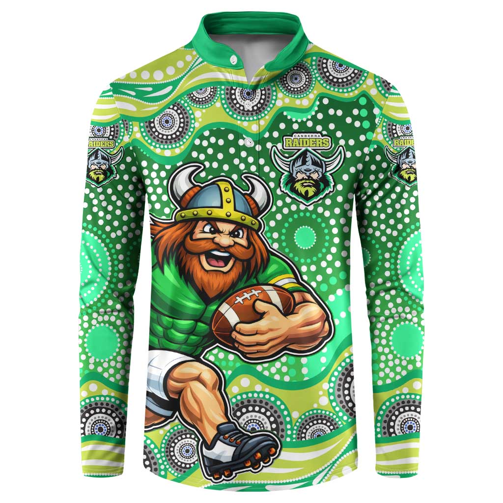 Canberra Raiders Button Sweatshirt Aboriginal Dot Pattern - Rugby Mascot Heritage Pride