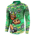 Canberra Raiders Button Sweatshirt Aboriginal Dot Pattern - Rugby Mascot Heritage Pride