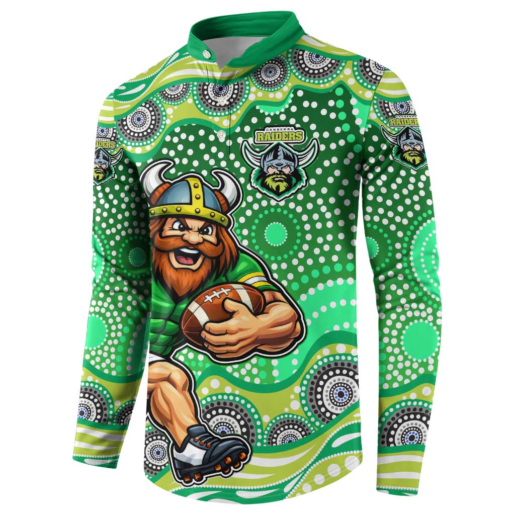 Canberra Raiders Button Sweatshirt Aboriginal Dot Pattern - Rugby Mascot Heritage Pride