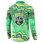 Canberra Raiders Button Sweatshirt Aboriginal Dot Pattern - Rugby Mascot Heritage Pride
