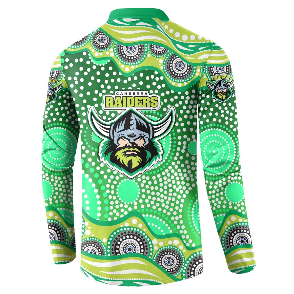 Canberra Raiders Button Sweatshirt Aboriginal Dot Pattern - Rugby Mascot Heritage Pride