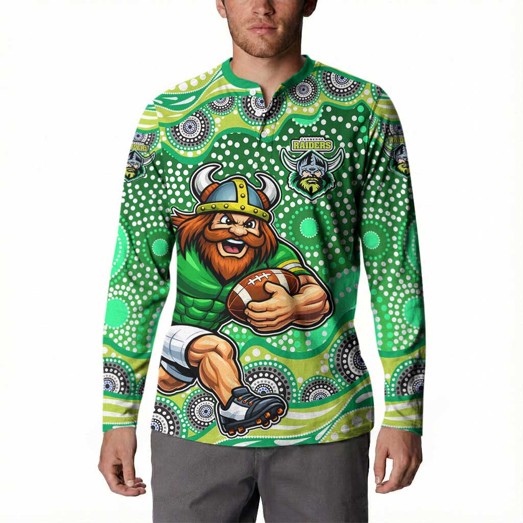 Canberra Raiders Button Sweatshirt Aboriginal Dot Pattern - Rugby Mascot Heritage Pride