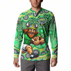 Canberra Raiders Button Sweatshirt Aboriginal Dot Pattern - Rugby Mascot Heritage Pride