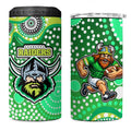 Canberra Raiders 4 in 1 Can Cooler Tumbler Aboriginal Dot Pattern - Rugby Mascot Heritage Pride